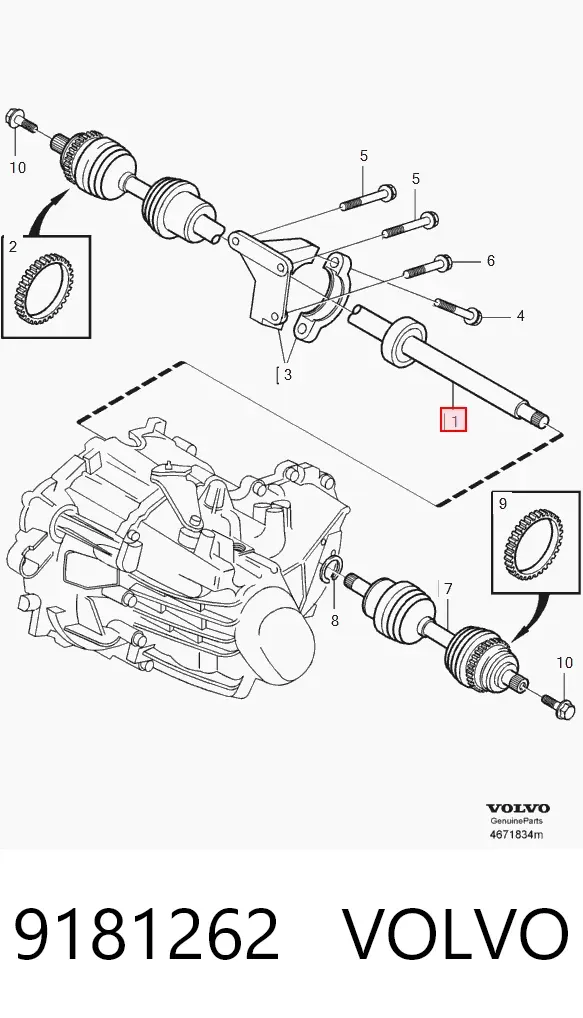 Правая полуось 9181262 Volvo