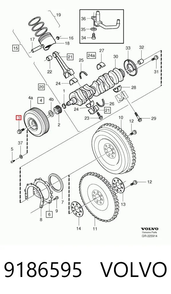 Болт шкива коленвала 9186595 Volvo