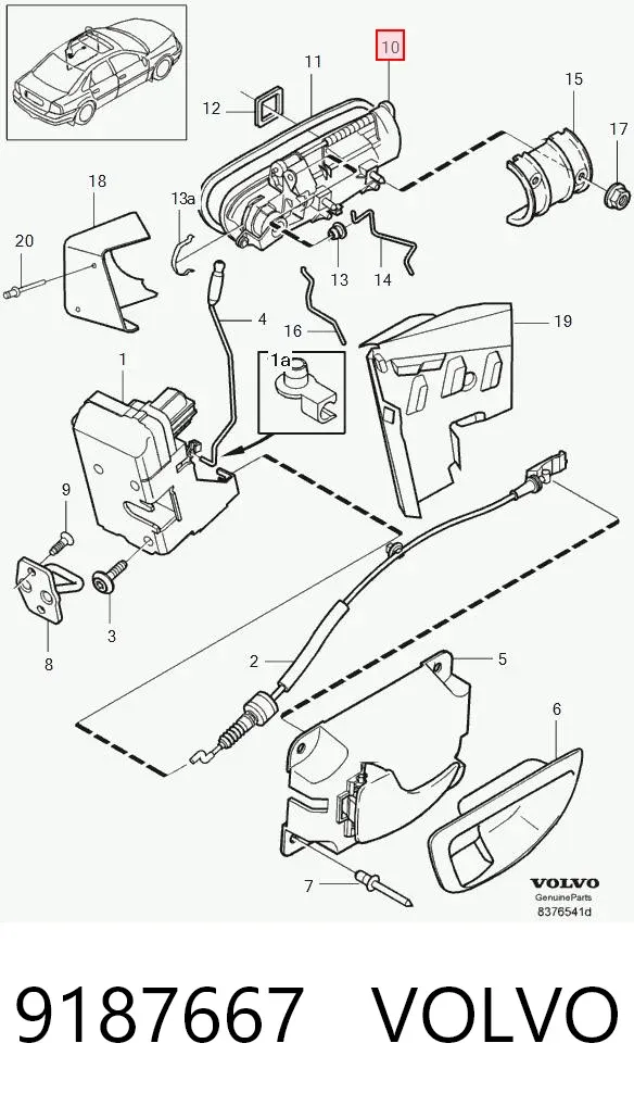 Ручка двери задней наружная левая 9187667 Volvo