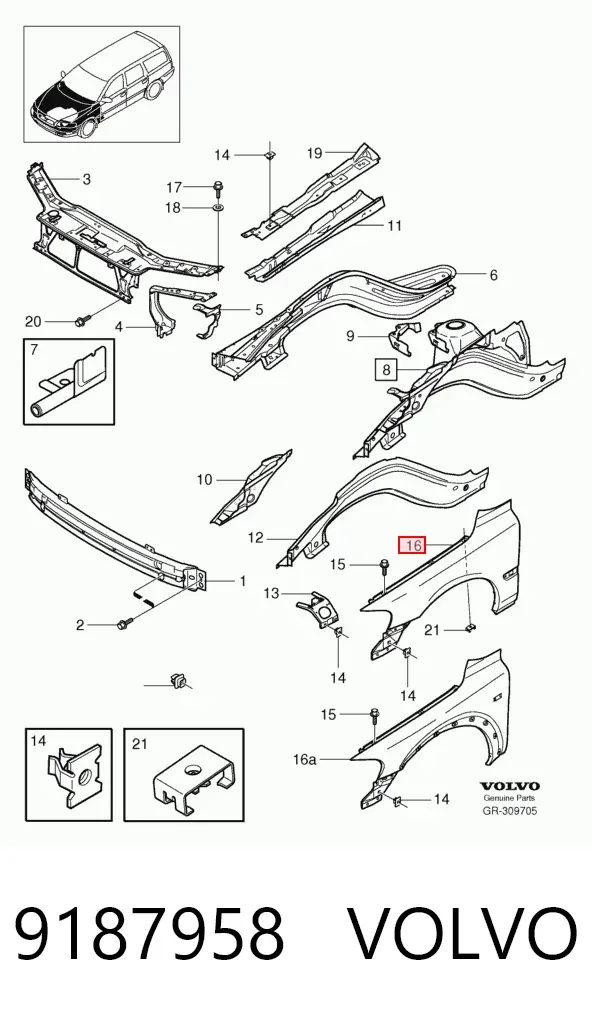 Крыло переднее левое 9187958 Volvo