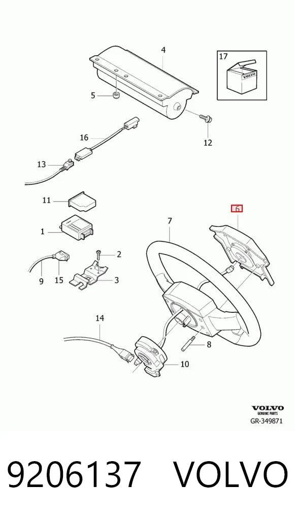 Подушка безопасности водителя 9206137 Volvo