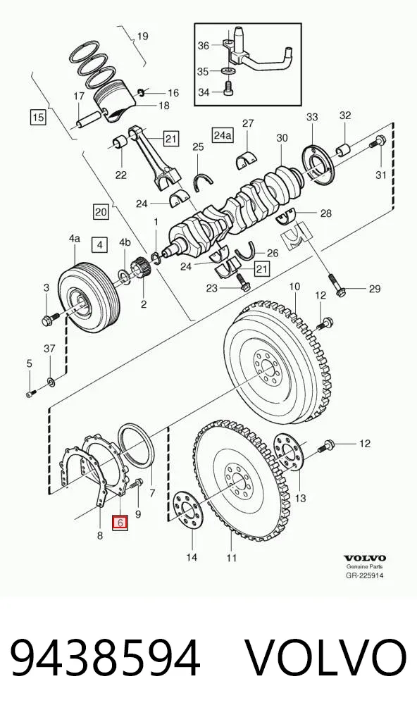 Сальник коленвала задний 9438594 Volvo