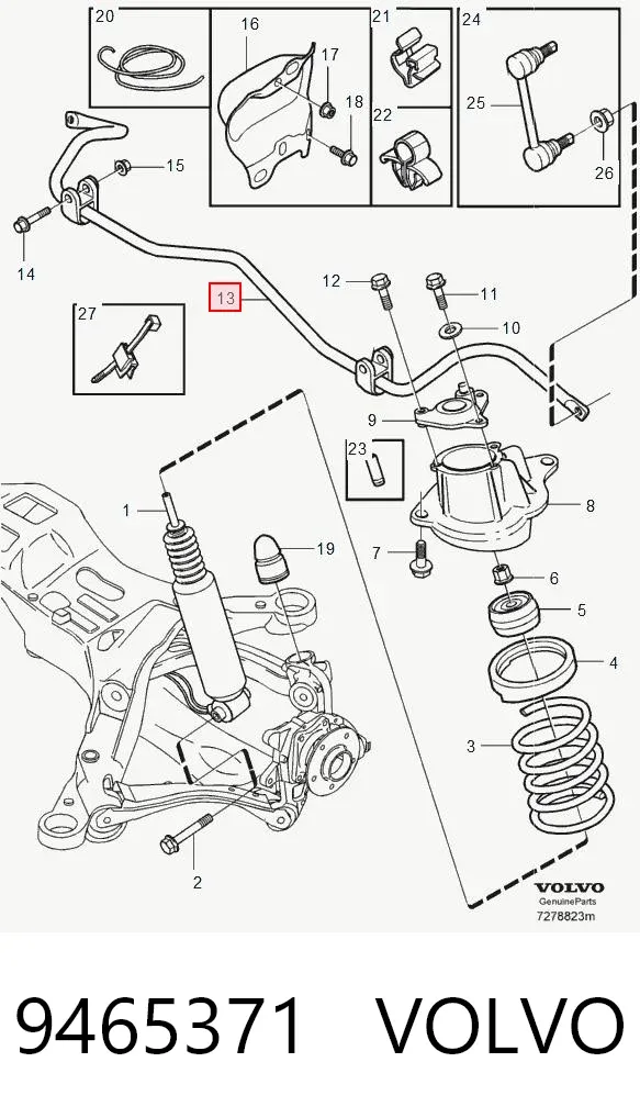 Стабилизатор задний 9465371 Volvo