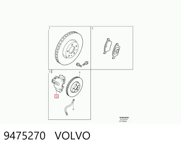 Суппорт тормозной передний правый 9475270 Volvo