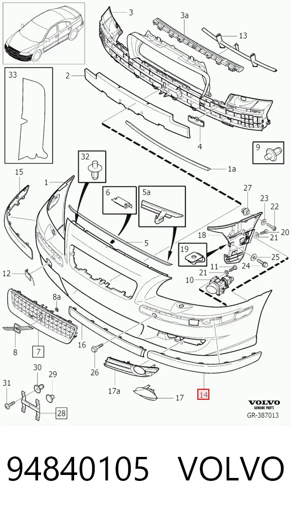 Молдинг бампера переднего левый 94840105 Volvo