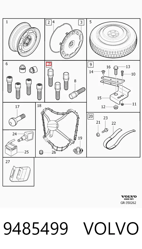 Колесный болт 9485499 Volvo