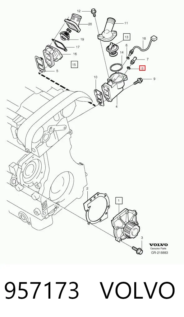 Прокладка водяной помпы 957173 Volvo