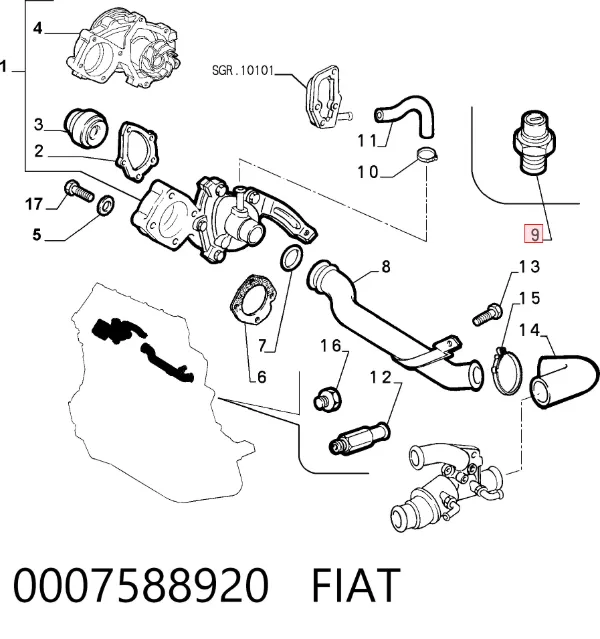 Датчик температуры охлаждающей жидкости 0007588920 Fiat/Alfa/Lancia