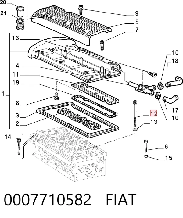 Болт ГБЦ 0007710582 Fiat/Alfa/Lancia