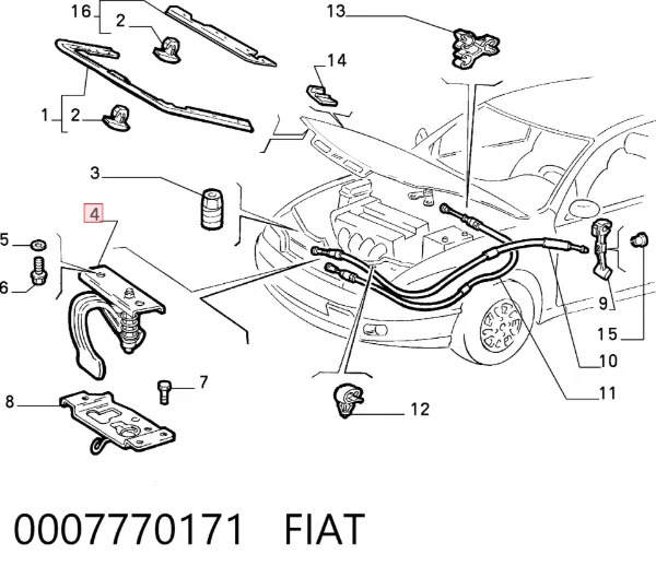 Замок капота 0007770171 Fiat/Alfa/Lancia
