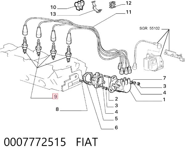 Свечи зажигания 0007772515 Fiat/Alfa/Lancia