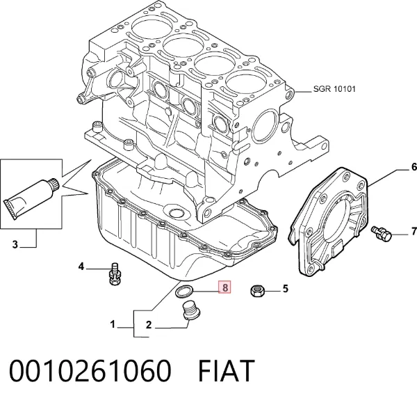 Прокладка пробки поддона двигателя 0010261060 Fiat/Alfa/Lancia