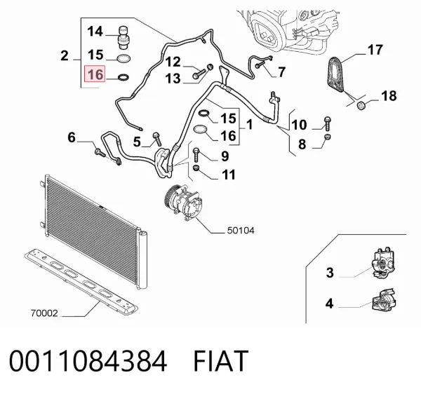 Уплотнительное кольцо трубки кондиционера 0011084384 Fiat/Alfa/Lancia