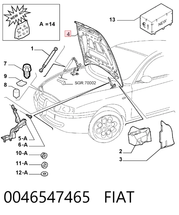 Капот 0046547465 Fiat/Alfa/Lancia