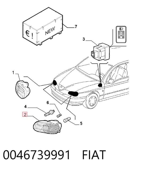Левая фара 0046739991 Fiat/Alfa/Lancia