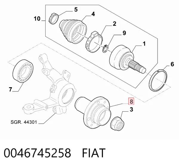Передняя ступица 0046745258 Fiat/Alfa/Lancia