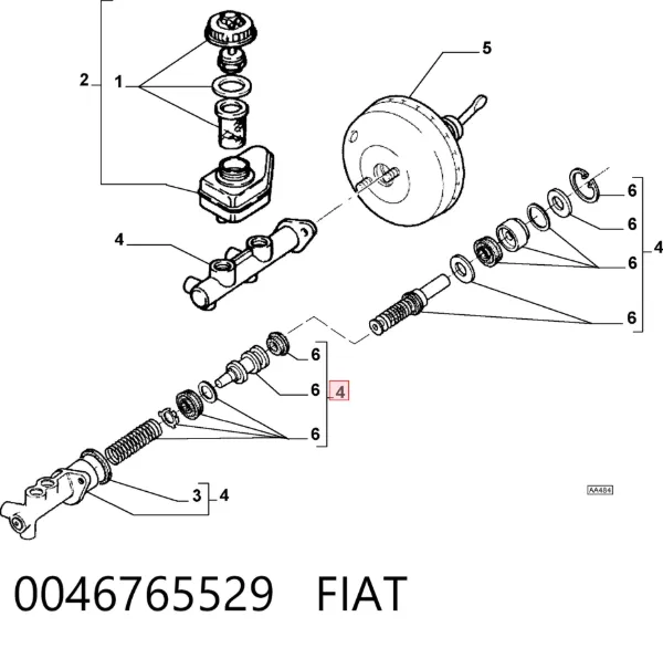 Главный тормозной цилиндр 0046765529 Fiat/Alfa/Lancia