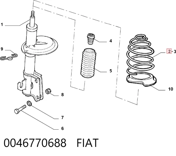 Передняя пружина 0046770688 Fiat/Alfa/Lancia