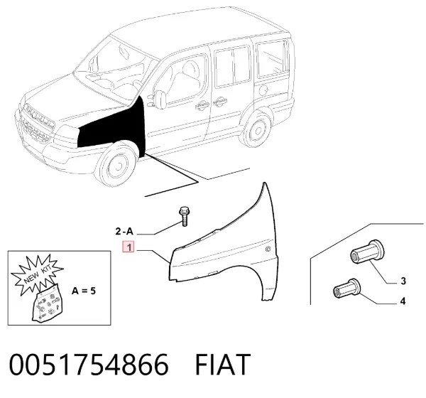 Крыло переднее левое 0051754866 Fiat/Alfa/Lancia