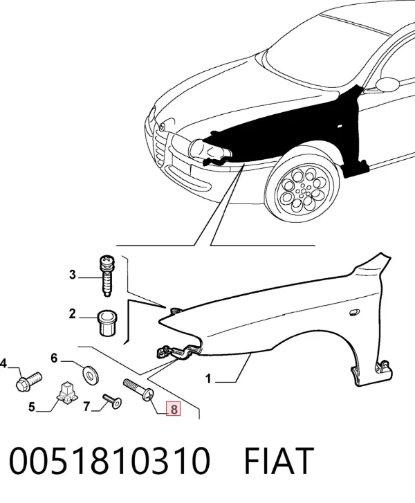 Болт (гайка) крепежа 0051810310 Fiat/Alfa/Lancia