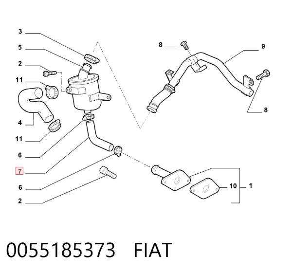 Патрубок вентиляции картерных газов 0055185373 Fiat/Alfa/Lancia