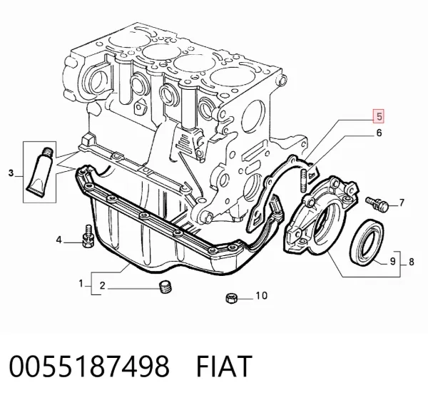 Прокладка задней крышки коленвала 0055187498 Fiat/Alfa/Lancia