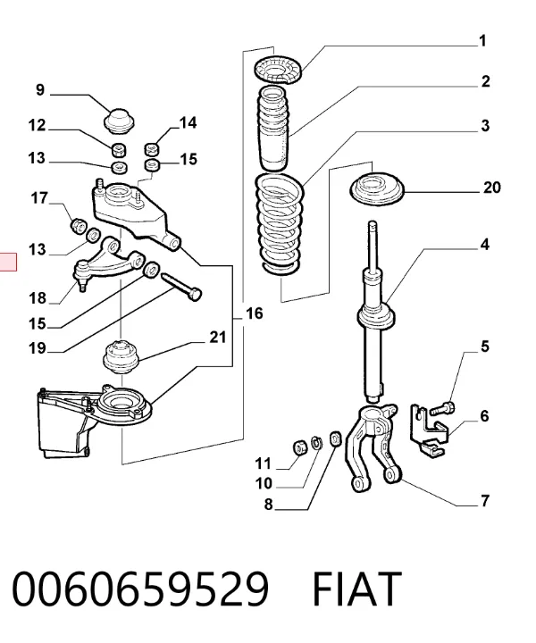Рычаг передней подвески верхний левый 0060659529 Fiat/Alfa/Lancia