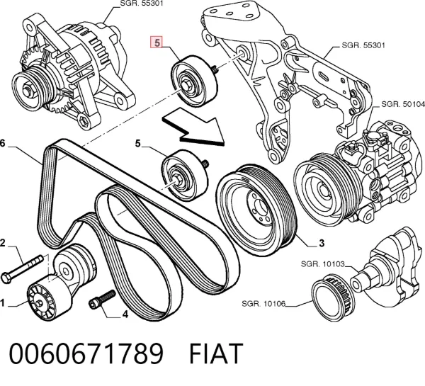 Натяжной ролик 0060671789 Fiat/Alfa/Lancia