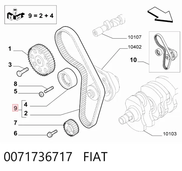 Комплект ГРМ 0071736717 Fiat/Alfa/Lancia