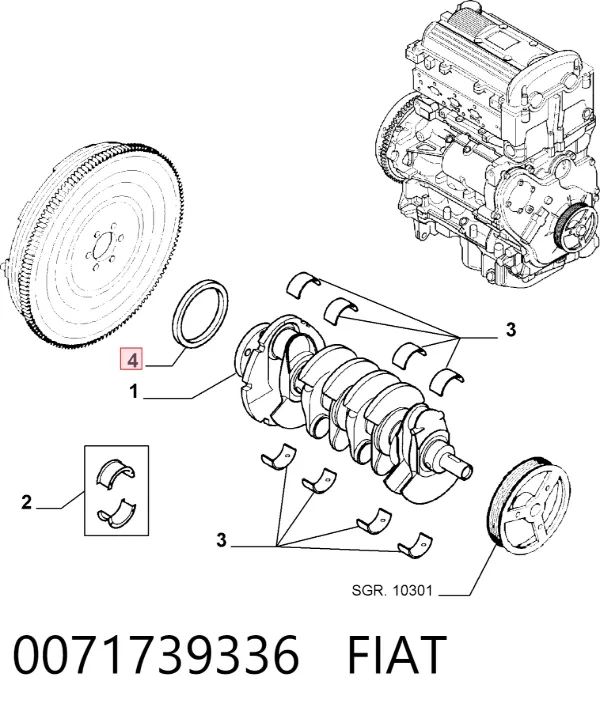 Сальник коленвала задний 0071739336 Fiat/Alfa/Lancia