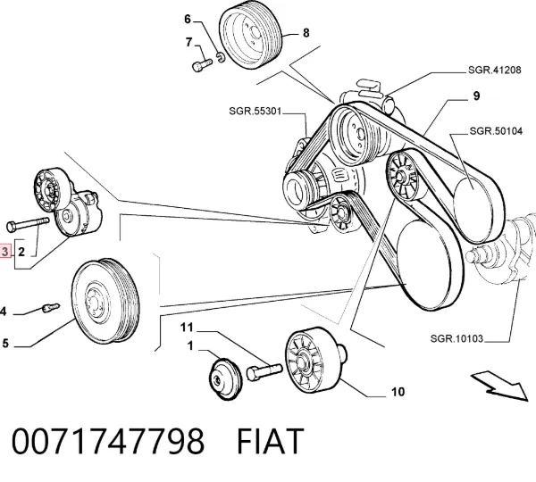 Натяжитель приводного ремня 0071747798 Fiat/Alfa/Lancia
