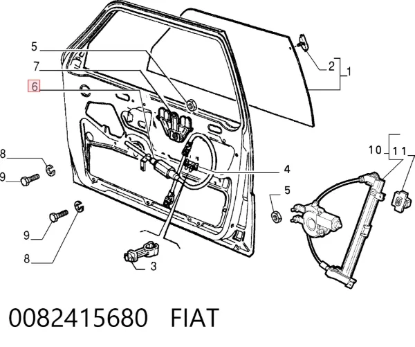 Стеклоподъемник передней левой двери 0082415680 Fiat/Alfa/Lancia