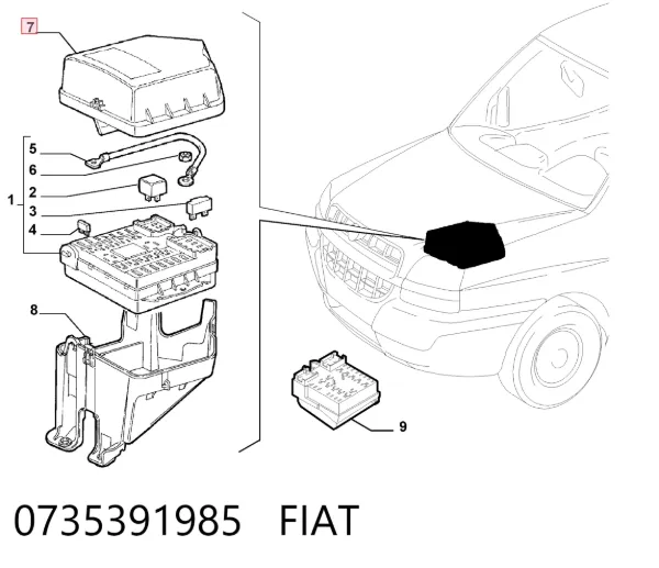Крышка блока предохранителей 0735391985 Fiat/Alfa/Lancia