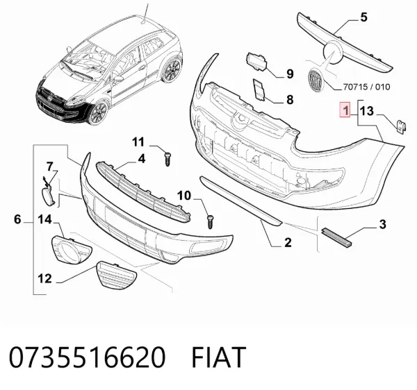 Передний бампер 0735516620 Fiat/Alfa/Lancia