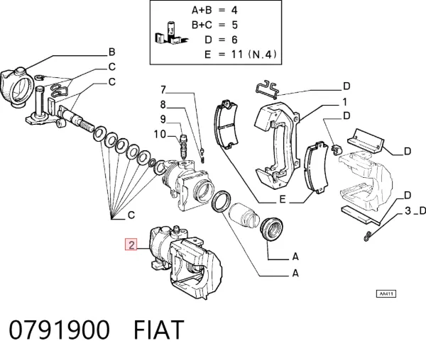 Суппорт задний правый 0791900 Fiat/Alfa/Lancia
