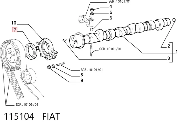 Сальник распредвала 115104 Fiat/Alfa/Lancia