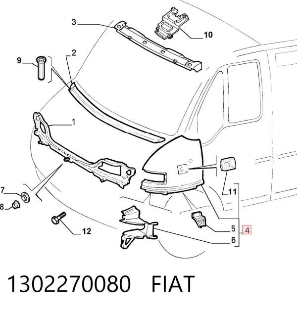 Крыло переднее левое 1302270080 Fiat/Alfa/Lancia