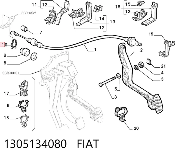 Трос газа 1305134080 Fiat/Alfa/Lancia