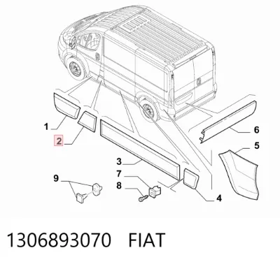 Накладка стойки кузова внешняя центральная правая FIAT 1306893070