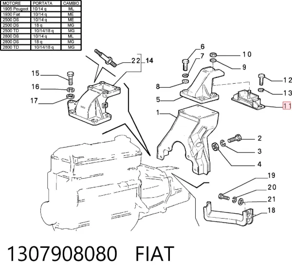 Левая подушка двигателя 1307908080 Fiat/Alfa/Lancia