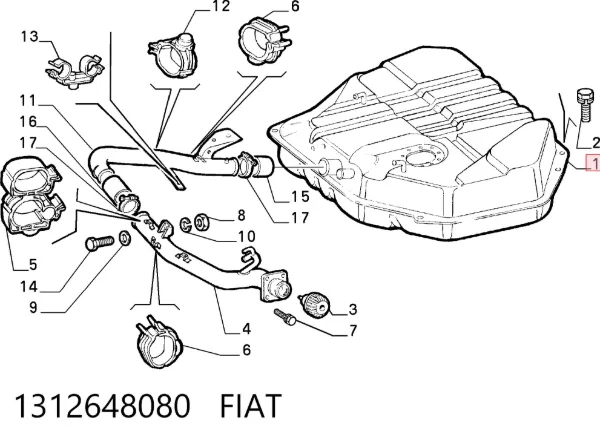 Бензобак 1312648080 Fiat/Alfa/Lancia