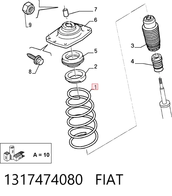 Передняя пружина 1317474080 Fiat/Alfa/Lancia