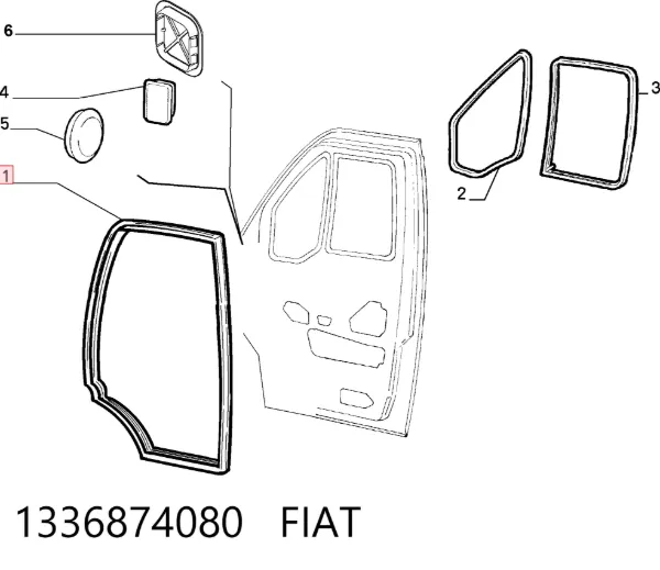 Уплотнитель двери передней (на кузове) 1336874080 Fiat/Alfa/Lancia