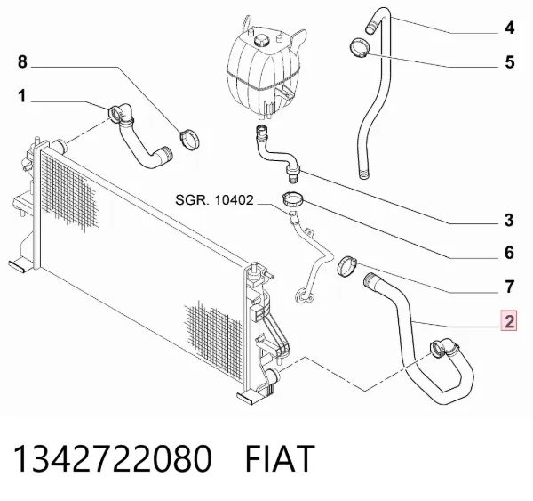 Нижний шлаг радиатора охлаждения 1342722080 Fiat/Alfa/Lancia