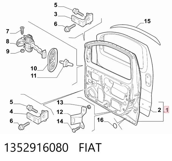 Дверь передняя правая 1352916080 Fiat/Alfa/Lancia