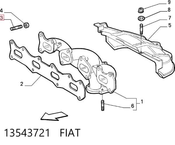 Шпилька выпускного коллектора 13543721 Fiat/Alfa/Lancia