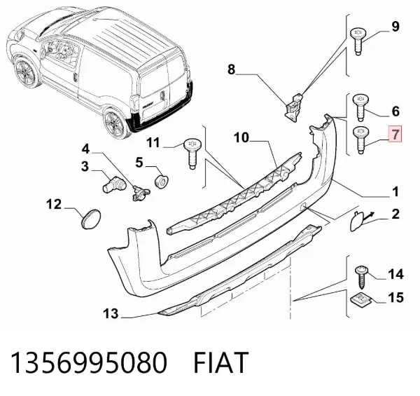 Болт крепления заднего бампера 1356995080 Fiat/Alfa/Lancia
