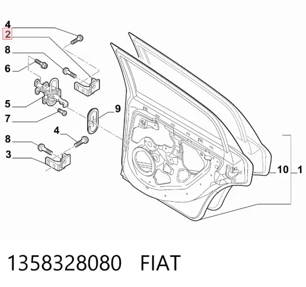 Петля двери передней левой 1358328080 Fiat/Alfa/Lancia
