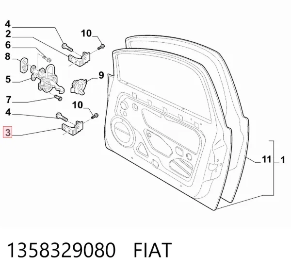 Петля двери передней левой 1358329080 Fiat/Alfa/Lancia