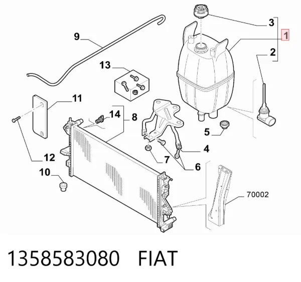 Бачок системы охлаждения 1358583080 Fiat/Alfa/Lancia